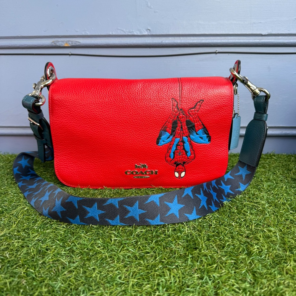 Coach x Marvel Spiderman Jes Messenger Bag Red White Leather D2080-2900